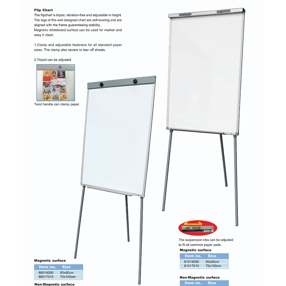 70x100cm  Standard Retractable Adjustable Magnetic Whiteboard Stand Flip Chart Easel For School And Office
