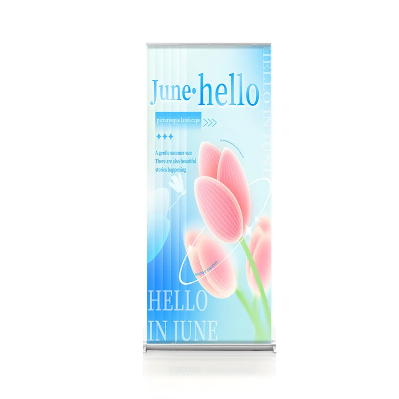 Portable Foldable Roll-Up Banner Shelf Water Drop Display Shelf Ground Push Treasure Display Screen for Trade Show Equipment