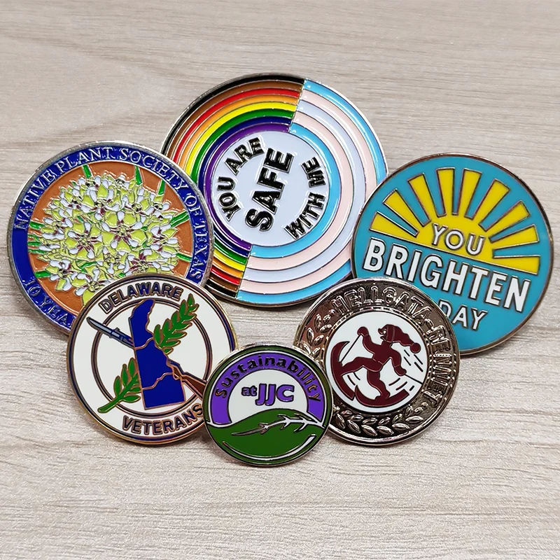 Custom Design Round Metal Pin Logo Gold Plating Lapel Pins Custom Soft Hard Enamel Pins