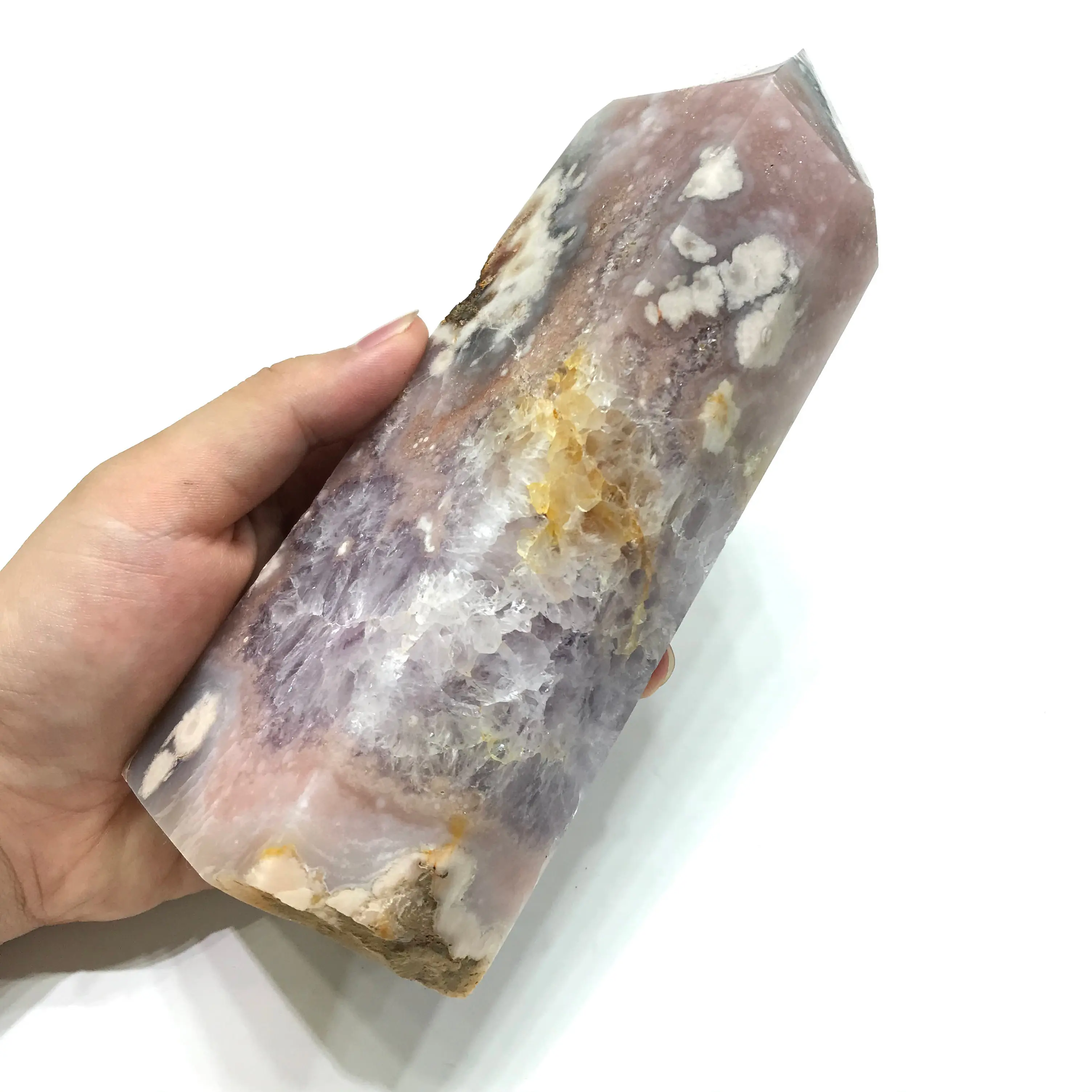 Natural High Quality Large Pink Purple Amethyst Flower Agate Crystal Geode Tower For Home Decoration