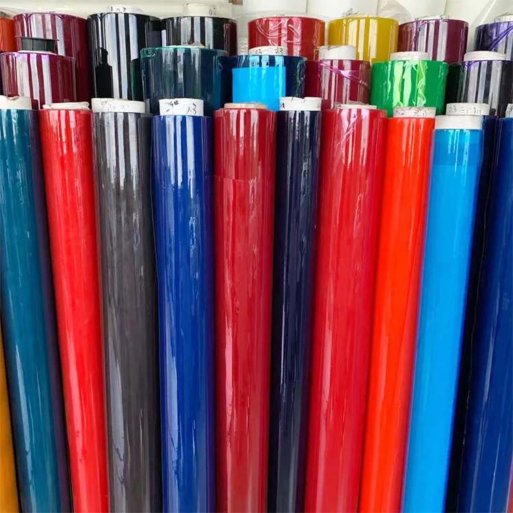 Soft flexible color pvc film roll super clear stretch handbags film jumbo roll print film for handbags beach bags gift glass