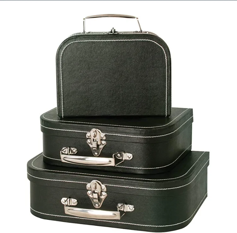 Hot-selling Decorative New Design 3 pcs Paper Suitcase Gift Boxes With handle