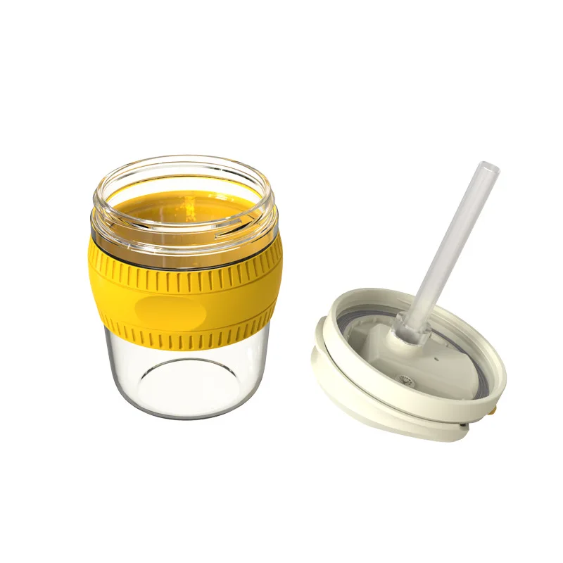 Microwave Safe BPA Free Glass Coffee Travel Mug with Spill-proof Lid