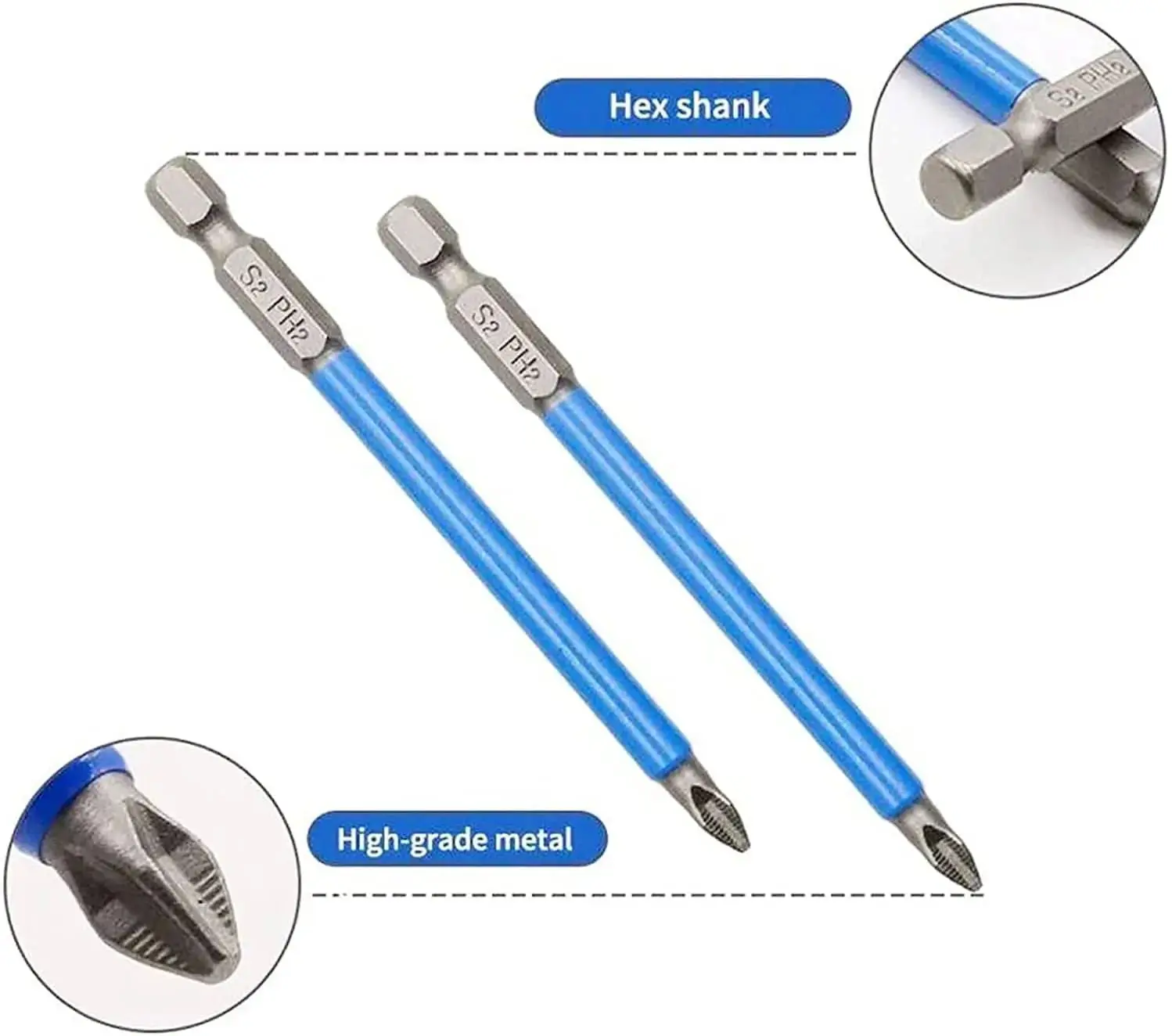 25-150mm Impact Driver Non-Slip Cross head Magnetic PH2 Electric Screwdriver Bits