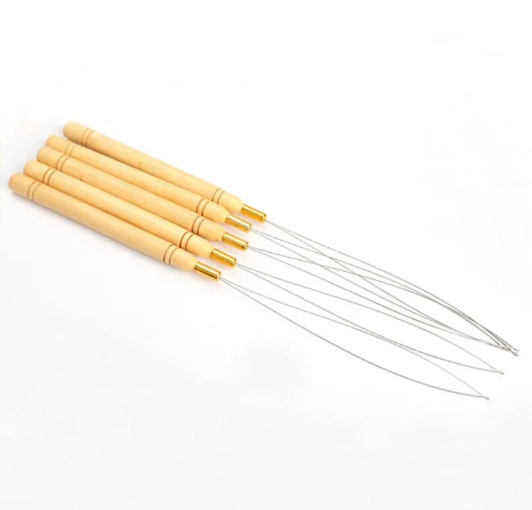 10 Pcs Hair Extensions Loop Needle Threader Wire Pulling Hook Tool for Silicone Microlink Beads Hair Transplant Needle
