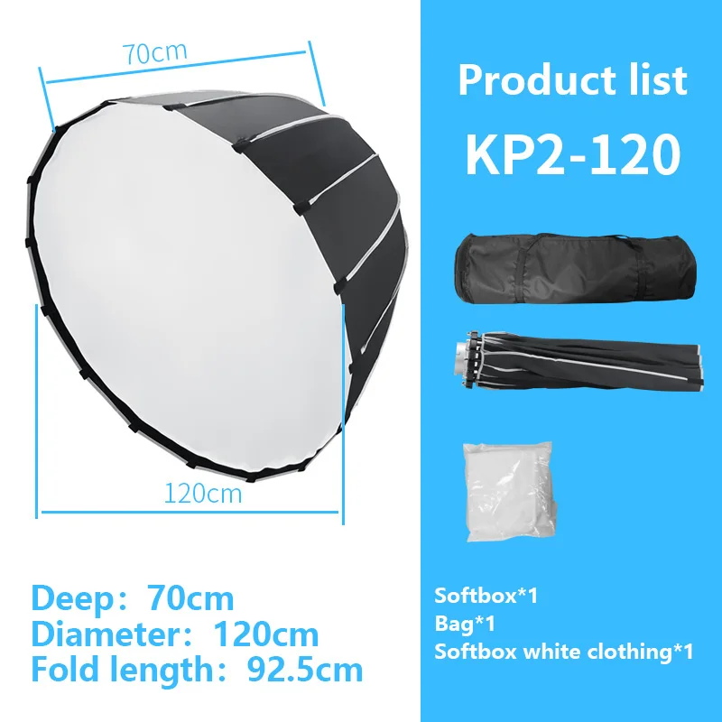 Triopo Deep parabolic KP2-120  Professional Camera Photo Accessories  Softbox Lighting Kit