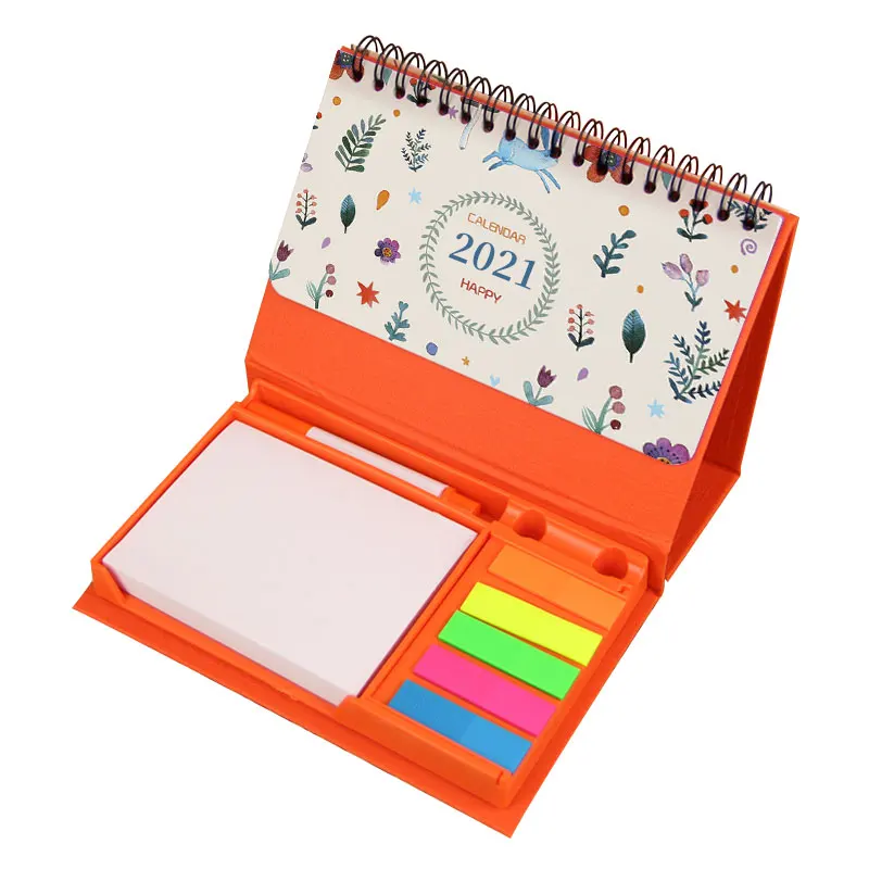 Promotional 2023 2024 Custom Monthly Printing Design Desk Base Calendar with Sticky Note Pad