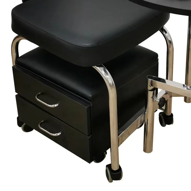 Modern Pedicure Nail Table Manicure Chair in Black White Pink with Movable Stool for Barbershop