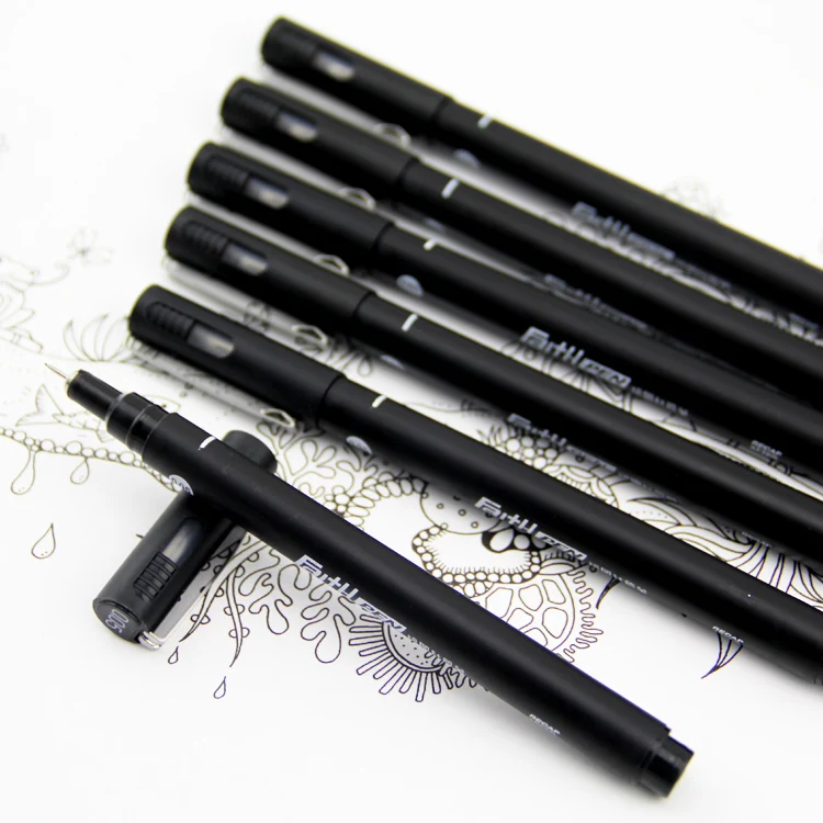 12 видов цветов Цветные микронные водонепроницаемые нетоксичные пигментные чернила ручка для рисования