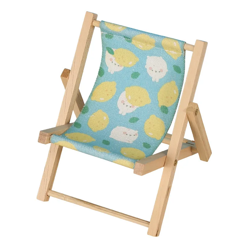 2408 Guxiang Beach Chair Mobile Phone Stand Wooden Foldable Nordic Style Lovely Desktop Crafts Shooting Props Display P