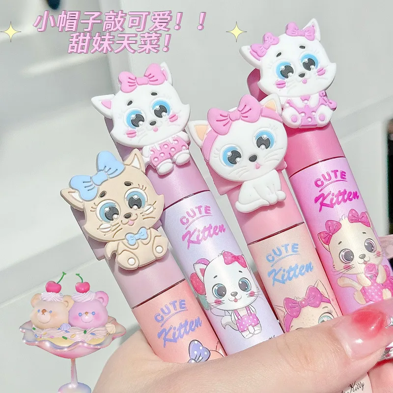 Cappuvini cute kitten matte velvet lip mud soft velvet lip gloss muddy lip glaze liquid lipstick cosmetics makeup 4 colors