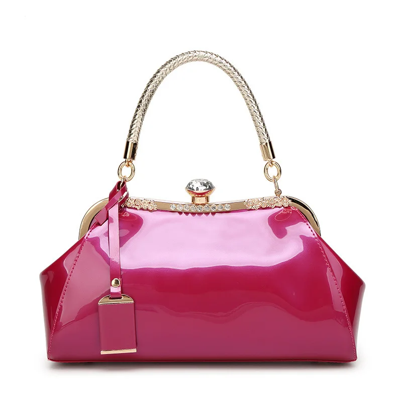 New Products Luxury Design Wholesale High Quality Factory Price 7 Colors Tote Bag PU Patent PU Leather Bag Hand Shoulder Handbag