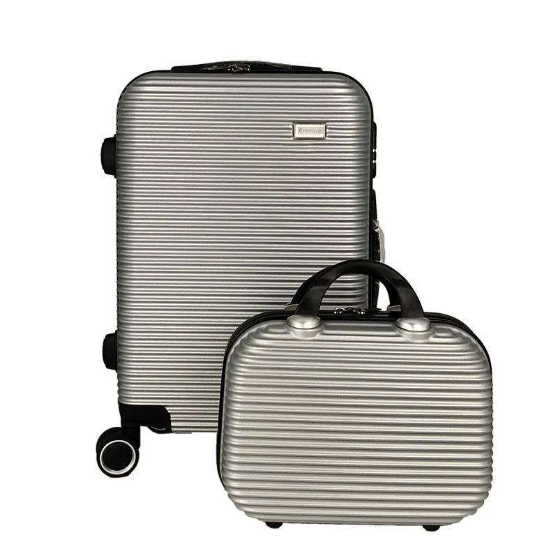12-Inch Cosmetic Case 20-Inch Cabin Size Trolley Luggage Bag 2-Piece Set Carry-On ABS Plastic Suitcase