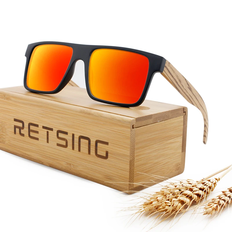 Cheap plastic large frame mens polarized sunglasses bamboo custom logo handmade wooden sunglasses