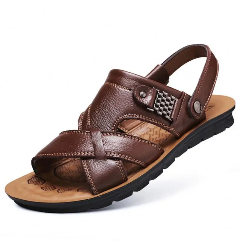Men Leather Sandals Summer Classic Men Shoes Slippers Soft Sandals Men Roman Comfortable Walking Footwear