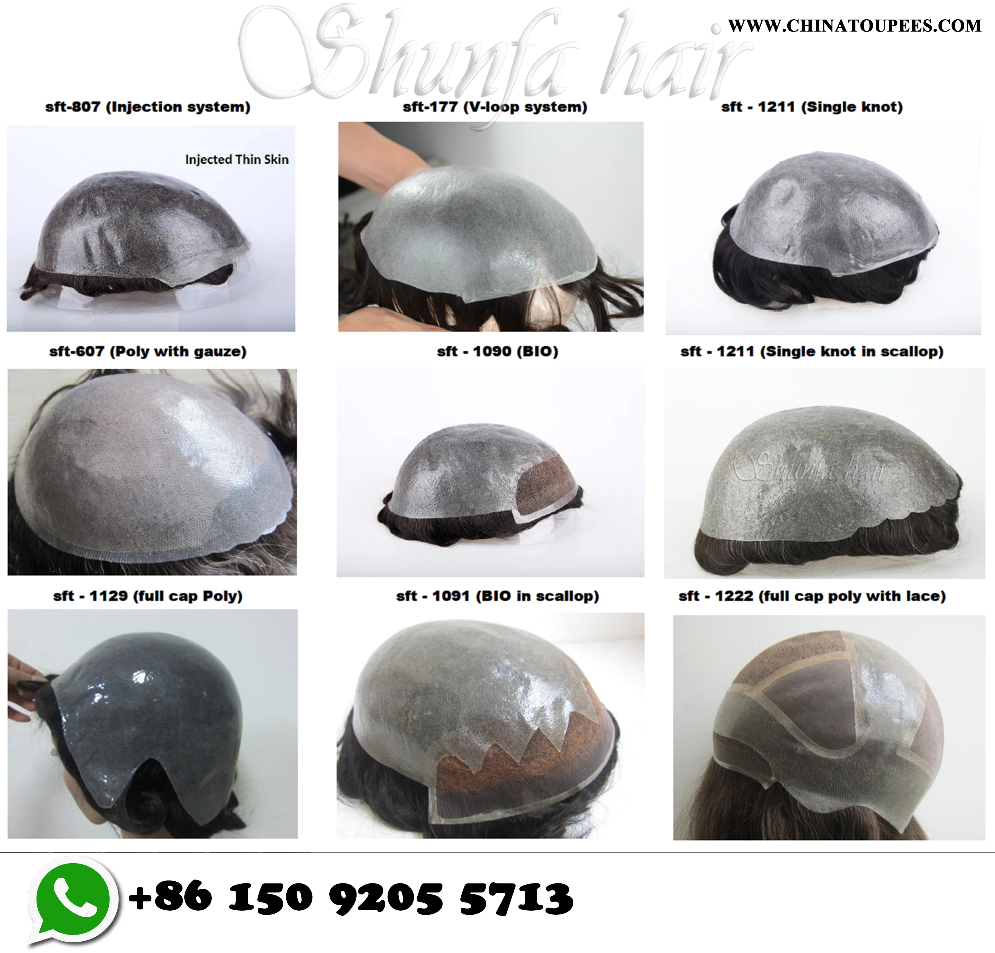 Thin skin natural hairline v-loop injected Single knot wig for men price Remy Human Indian Hair replacement system OEM Factory