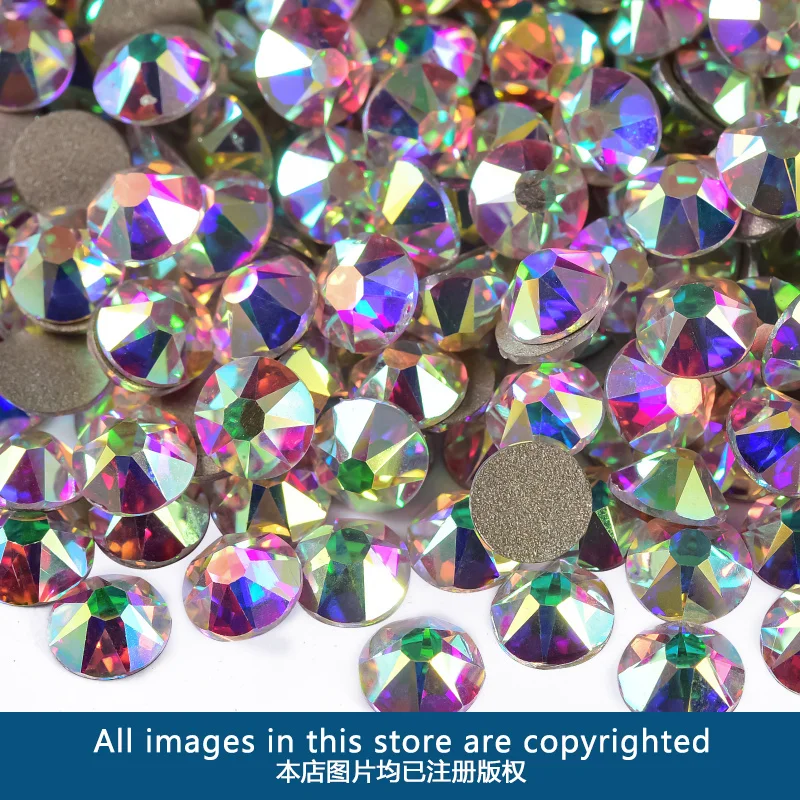 OLeeya Wholesale Premium 2088 Cristal 16 Facets Xirius AB Crystal Gold Bottom Flat Back Glass Rhinestones For Wedding Dresses