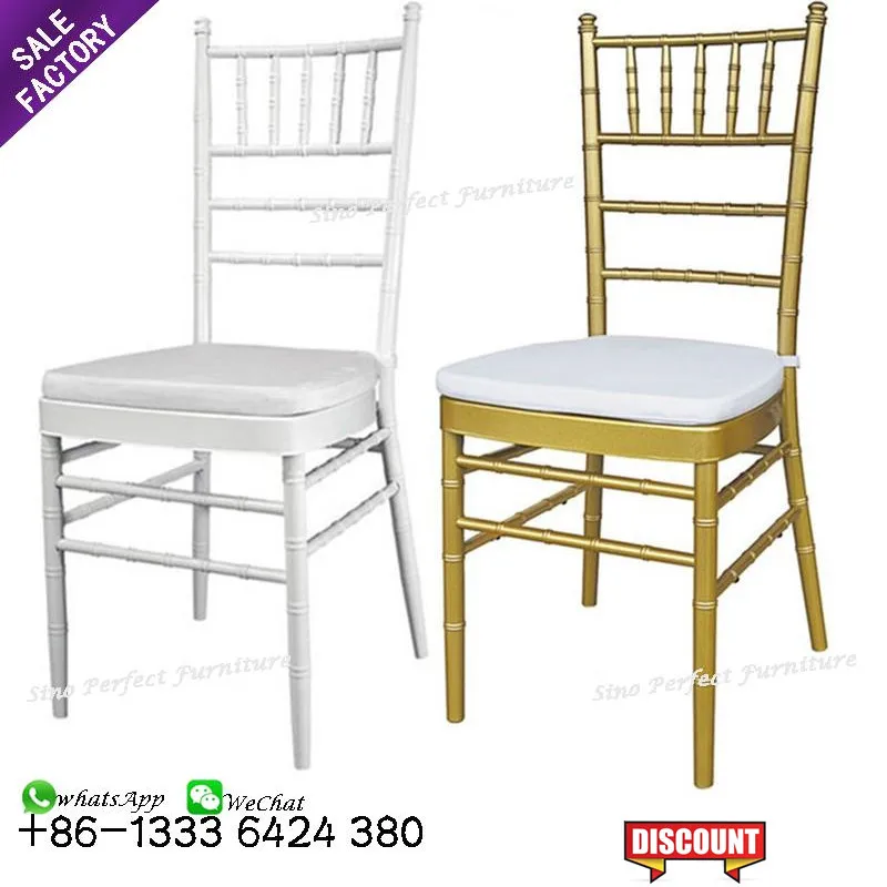 Wholesale metal steel gold white tiffanychairs with seat pillow