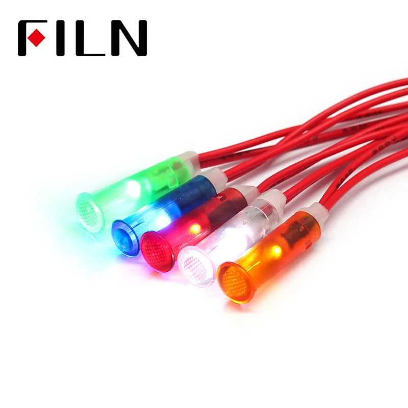 FILN 6MM 3V 6V Blue  Kitchen Equipment Water Heater Ring LED Plastic Indicator Lights With Wire