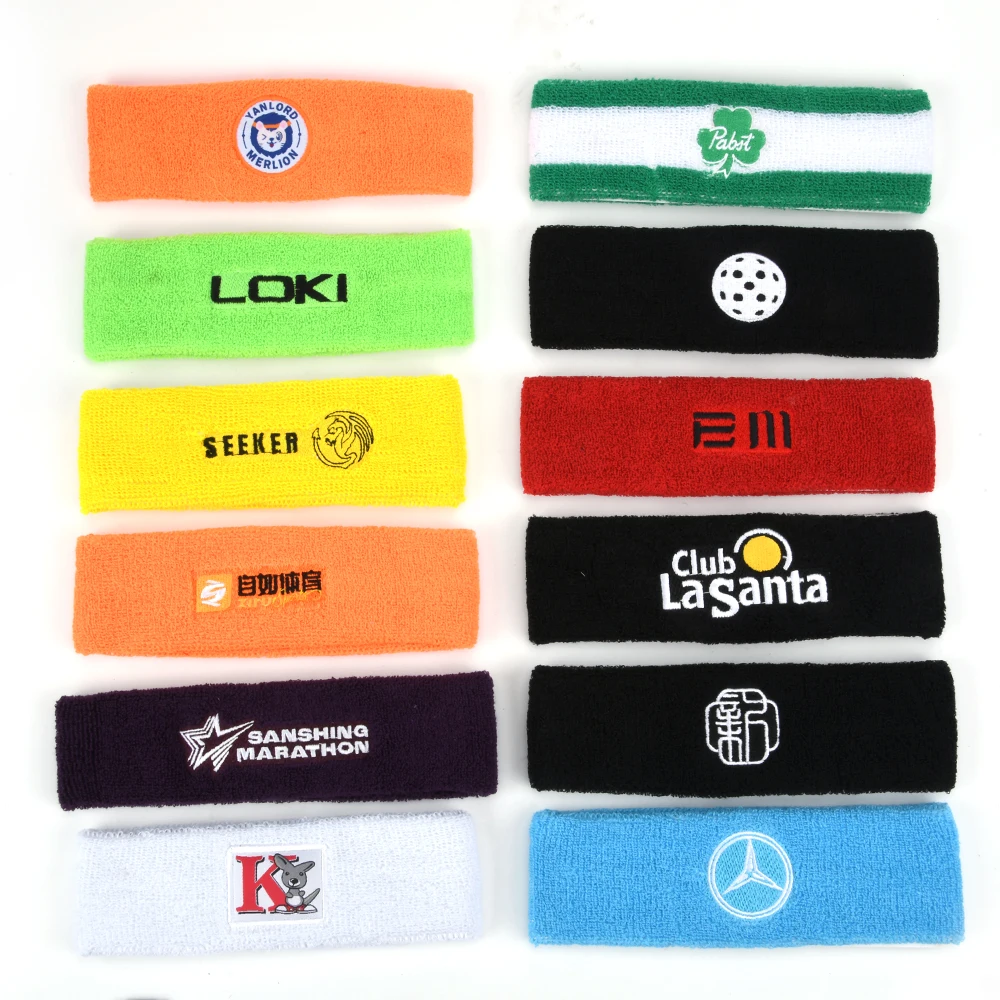 Custom Embroidery Tennis Wrist Bands Breathable Sports Sweatband Towel Wristband Sports Wrist Sweat Bands Cotton Sweatband