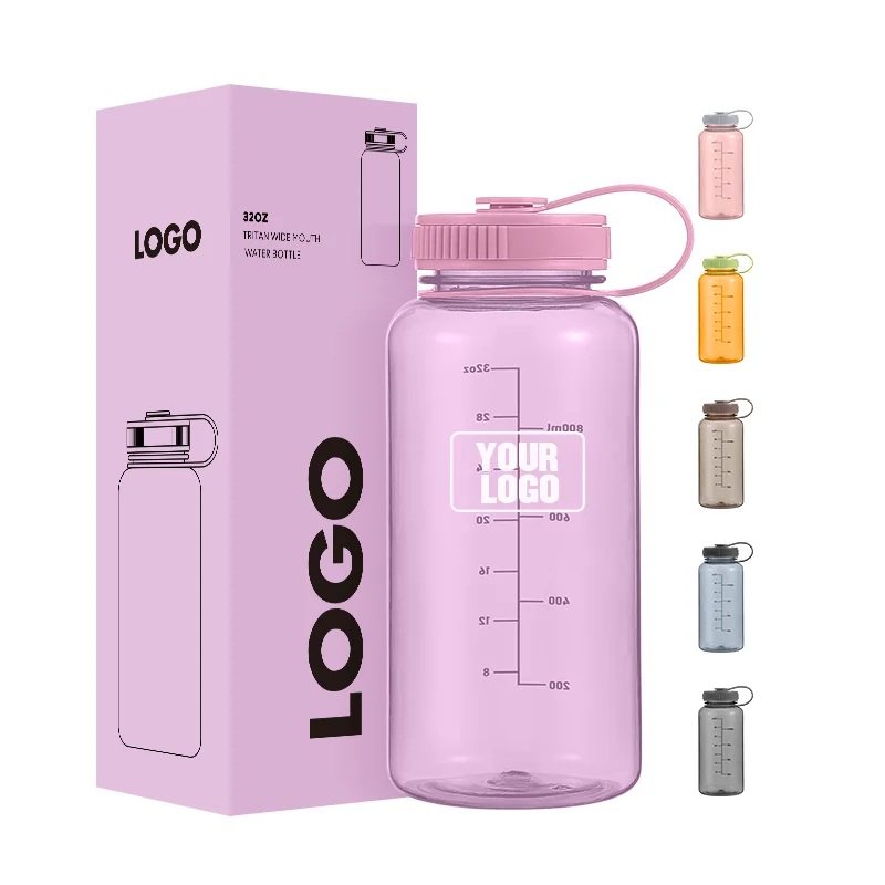 Top Seller Plastic Water Jug Bottle Custom LOGO 1000ml Motivational Tritan 1L Sports Tritan Water Bottle