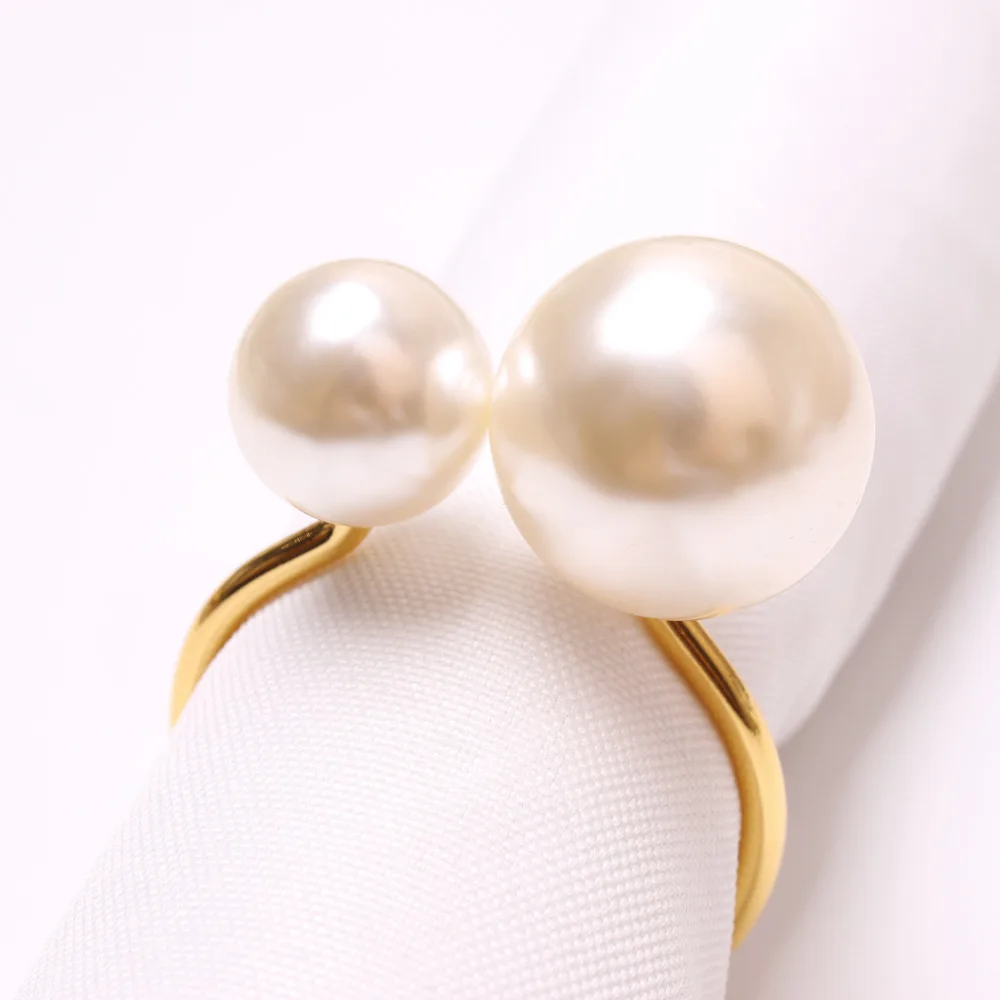 luxury nordic easter wedding thankful napkin ring holder with pearls metal table napkin rings
