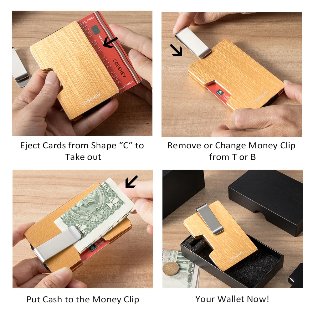 Dropshipping Customisable Ultra Thin Grey Metal Rfid Wallet Aluminum Metal Credit Business Mini Card Wallet