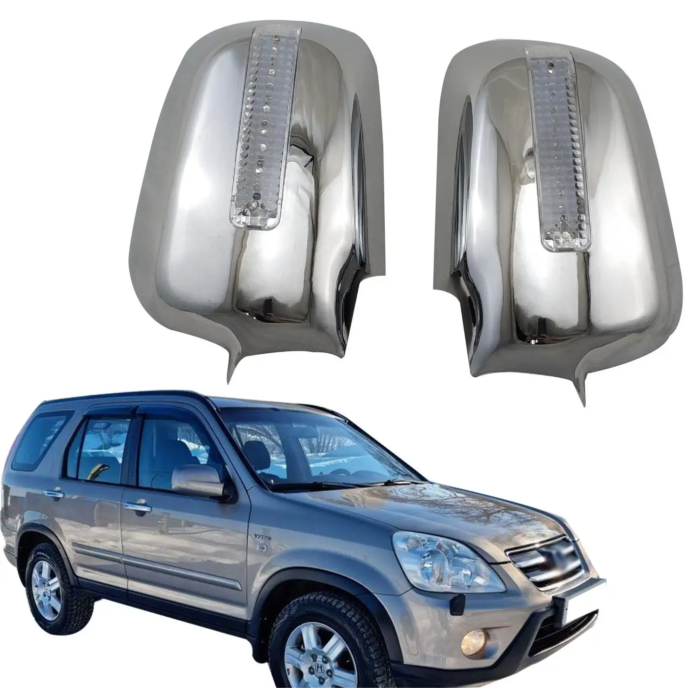 Hot Sale Car Accessories Exterior Decoration ABS Chrome Mirror Cover LED For Honda CRV 2001-2006