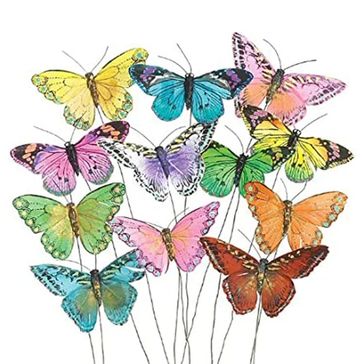 Gift Baskets Floral Arrangements Party Wedding Decoration 12 Pack Feather Butterfly