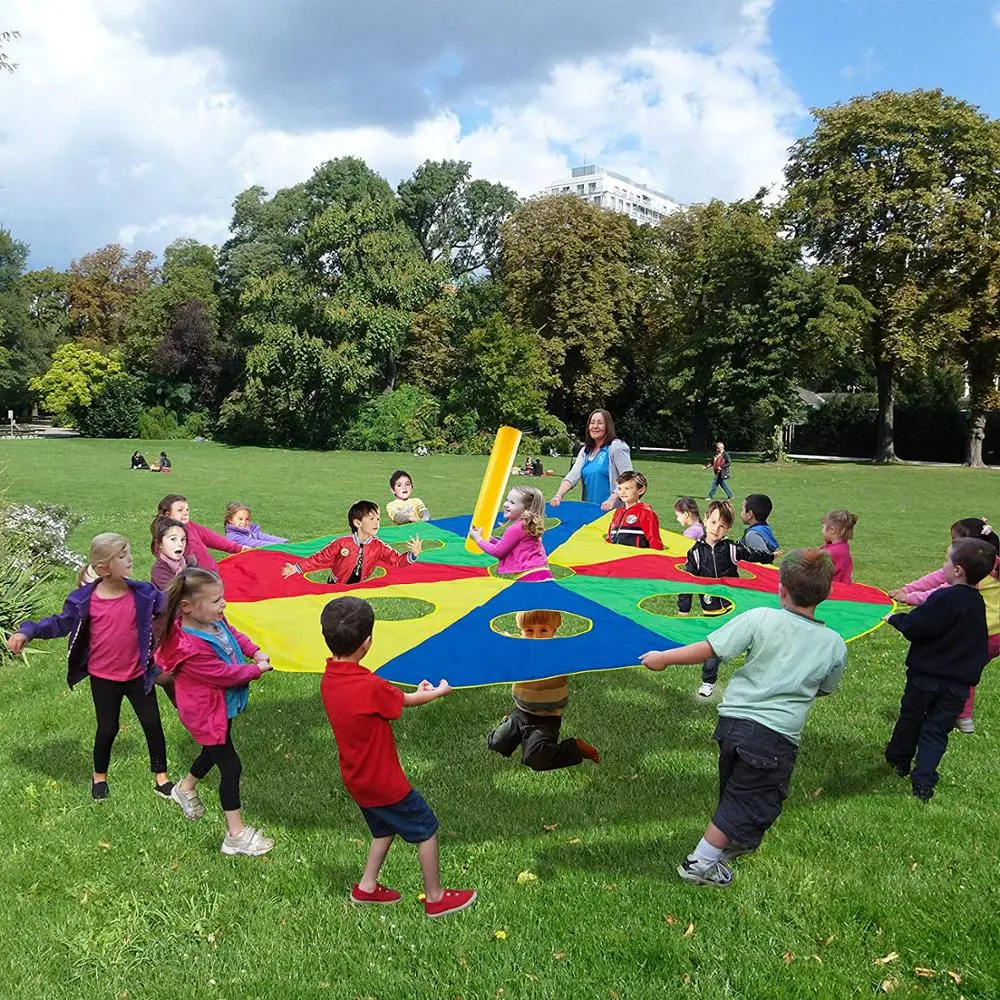 Gopher Parachute 12 Foot for Kids with 16 Handles and 9 Holes,Play Parachute Tent Outdoor Games Activities Toys