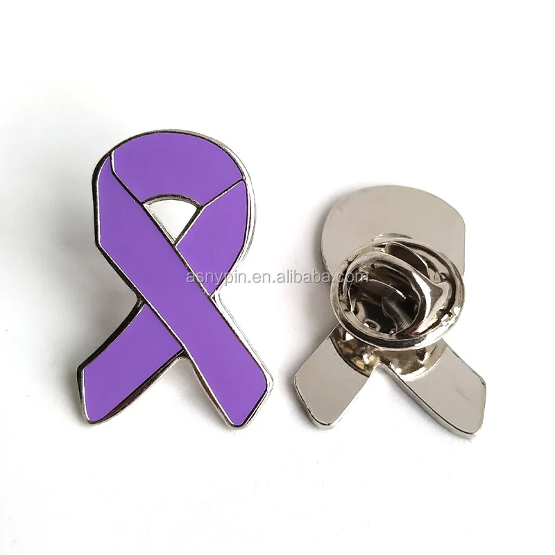 Изготовленные на заказ булавки для лацканов с фиолетовой лентой для информирования о раке поджелудочной железы, болезни Альцгеймера, болезни Крона