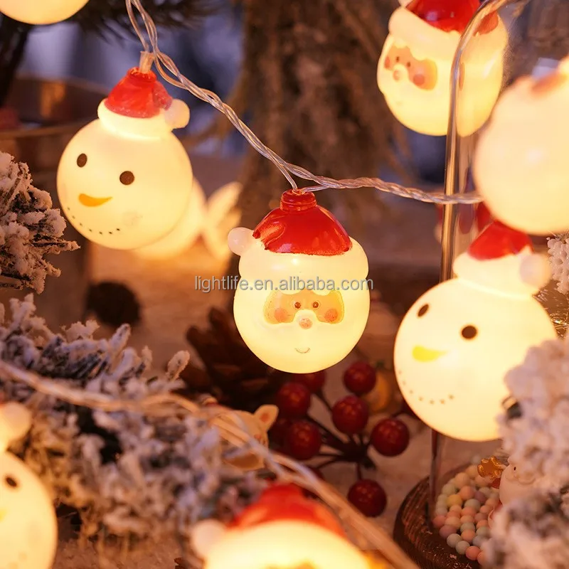 Newish Christmas Decoration Lights Home Decor Xmas Tree LED Christmas Light Battery Operated Christmas Santa Claus String Lights