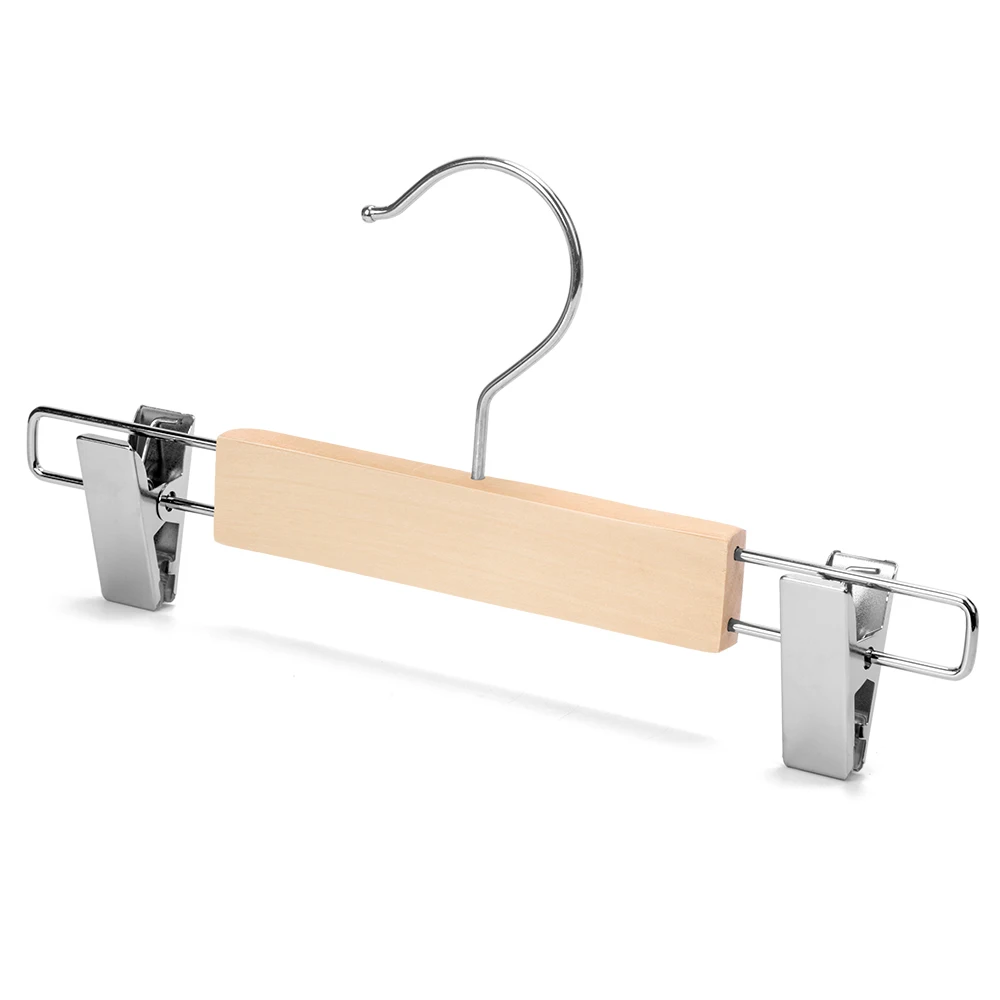 Solid Wood Jeans Skirt Pant Hanger with Swivel Hook Trouser Hangers for Jeans Slacks Underwear Wooden Hangers with Clips