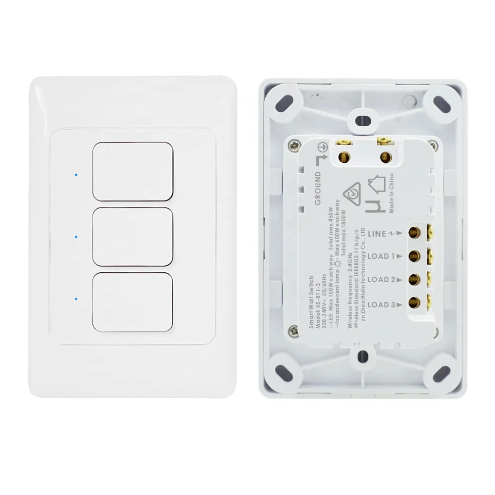 Tuya Smart 1/2/3 Gang Au Wifi Light Switch Touch Screen On/off smart switch Works With Google Home/alexa