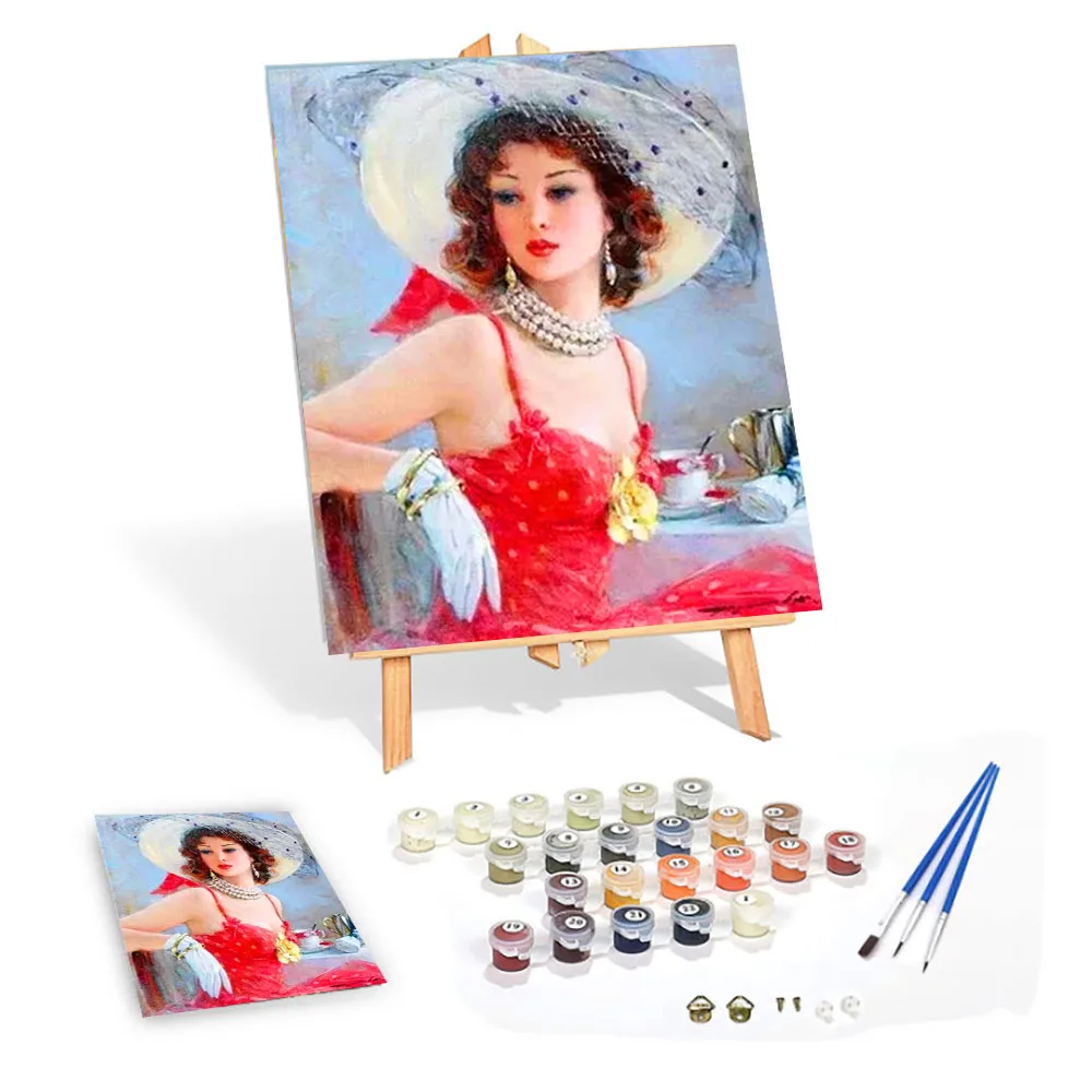 Oil Painting By Numbers DIY For Adult Digital Paint Picture Canvas Woman Portrait Manufacture 3D Wall Arts