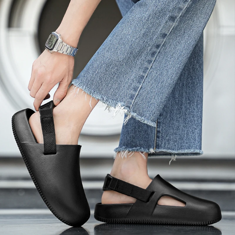 2024 summer new EVA thick sole sandals home outdoor non-slip breathable bag head beach flip-flops slippers for men and women