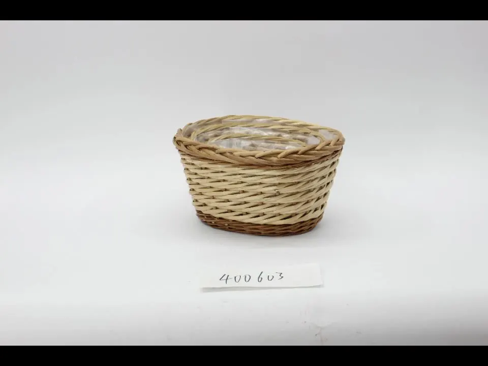 Factory direct sales outdoor picnic flower grass food storage round wicker basket for flowers
