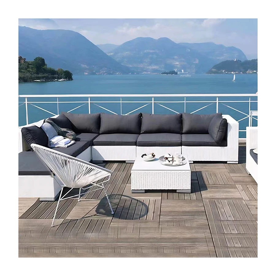Waterproof Wicker Outdoor Metal Rattan Sofa Garden Corner Modular Waterproof Sofa Set For Patio