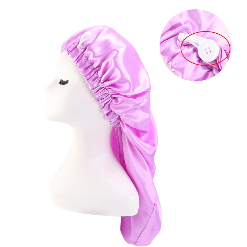 Syh13 Syh13 Custom Logo Soft Satin Bonnet Silk Sleeping Cap Elastic Buckle Long Hair Cap Perm Hat Double Sided Bonnet