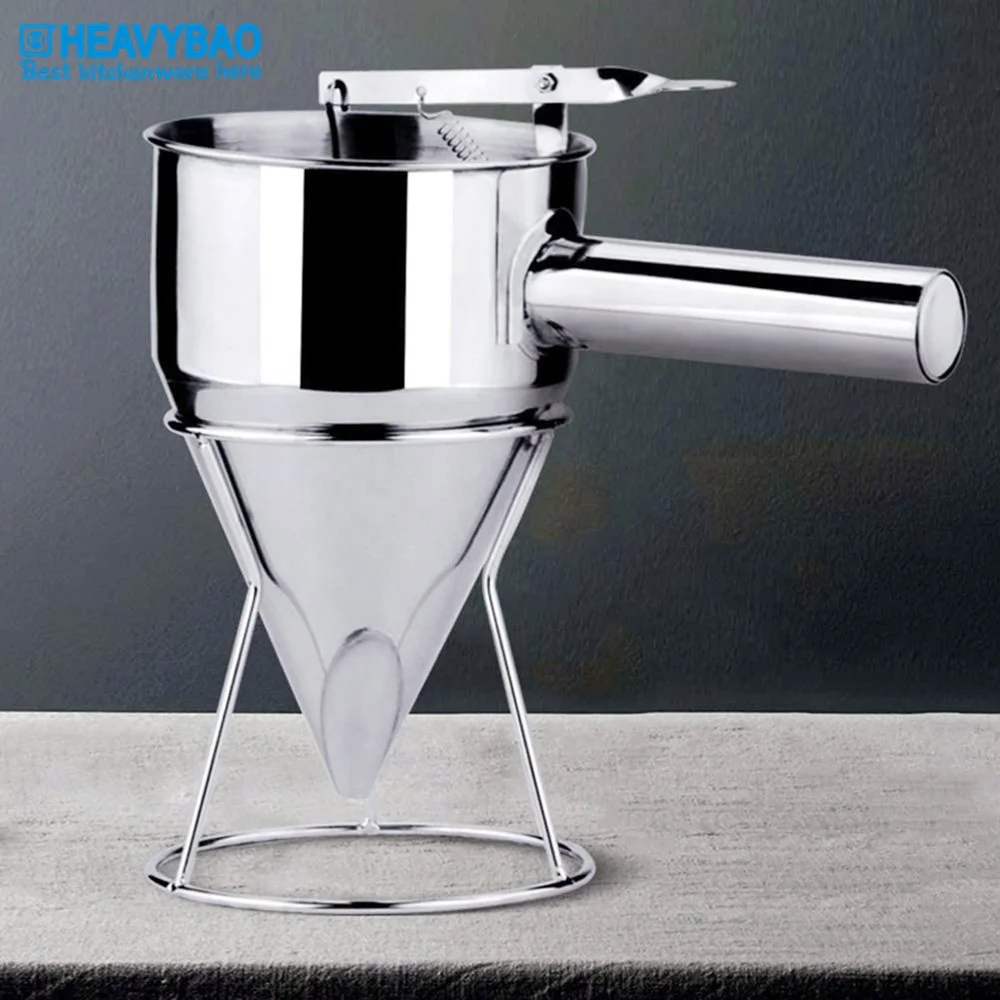 
Heavybao Creative Design Metal Jam Dispenser Stainless Steel Kitchen Funnel For Bread Shop 
