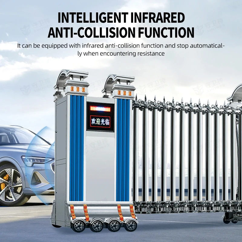 customizable wholesale retractable child safety gate remote control folding main gate with trackless designs