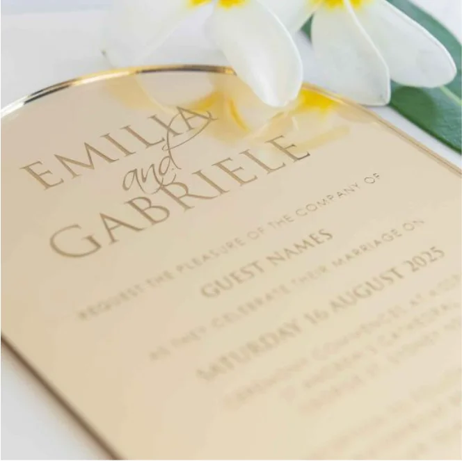 Luxury Custom Logo Design Unique Clear Acrylic Gold Foil Wedding Invitations With Envelope And Wax Seal