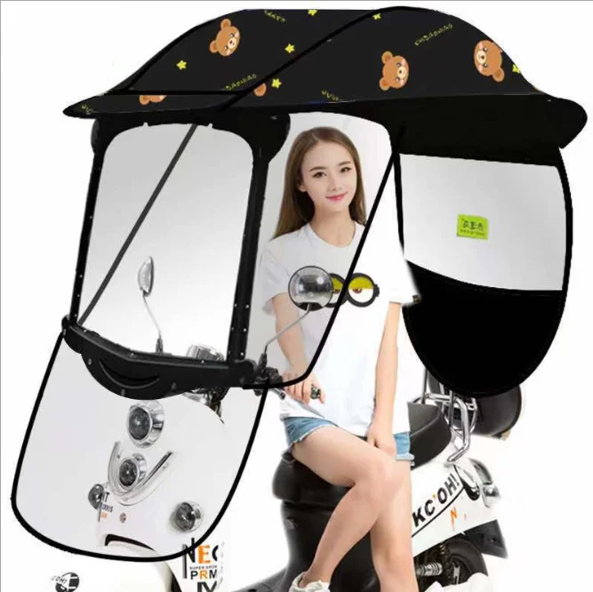 Customized New brand Universal Electric Motorcycle Semi-Closed Umbrella Canopy Awning Windproof and Sunshade Mobility Rain Cover