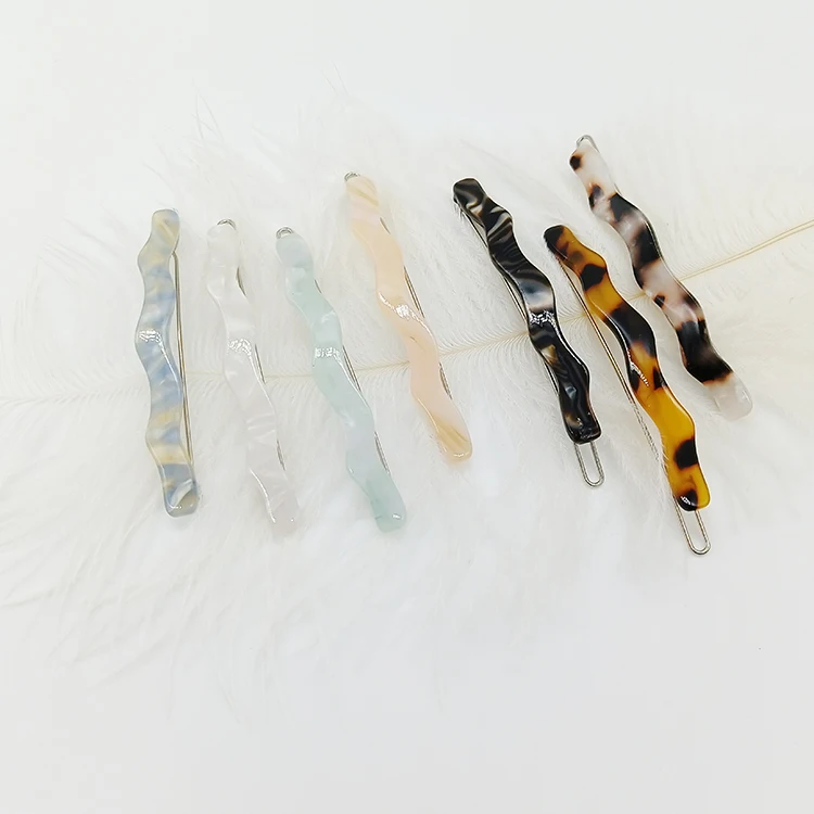 Simple design 7 colours customizable wave clip acetate hairpin bangs clip ladies hair pin clips