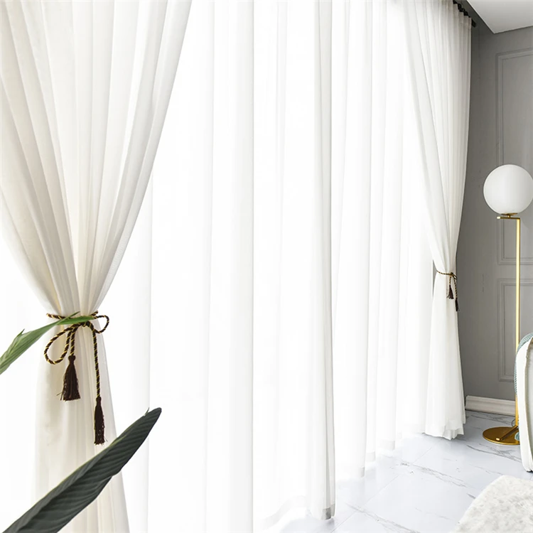 Manufactory Wholesale European Style voile white cheap sheer curtains