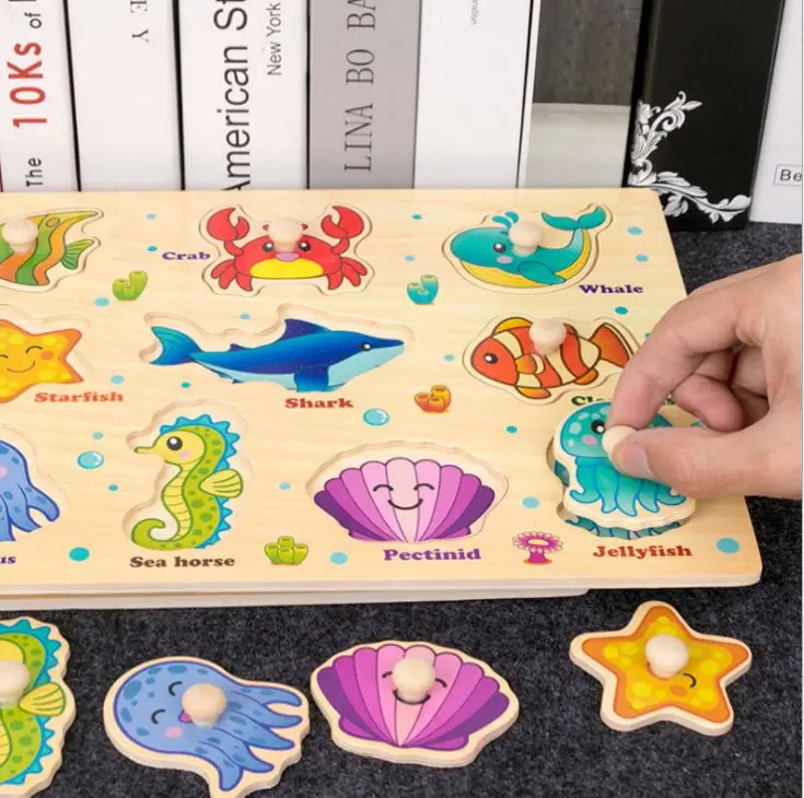 Educational Toy  Enjoy Alphabet Puzzles wooden upper case letter and number learning board toy for kids toddlers boys girls