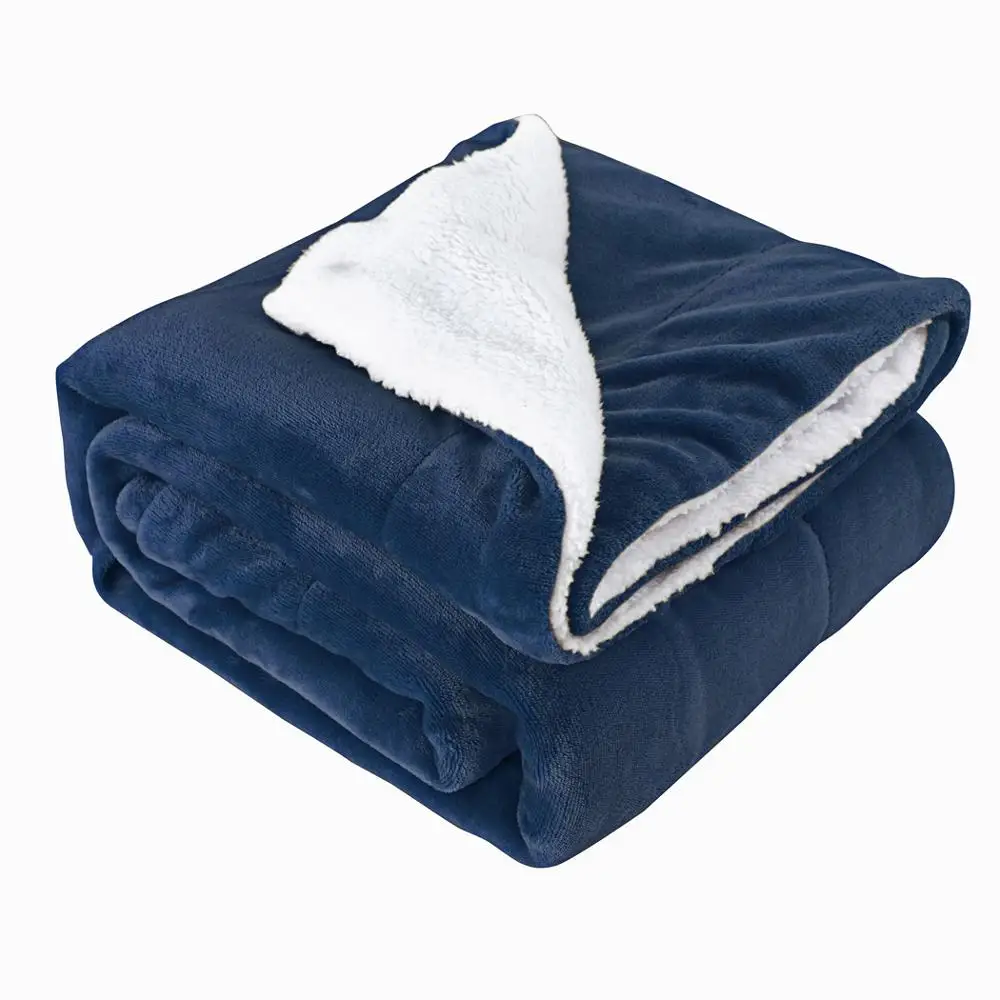 American and European style sherpa wool woolen fleece two levels blanket Eco-Friendly