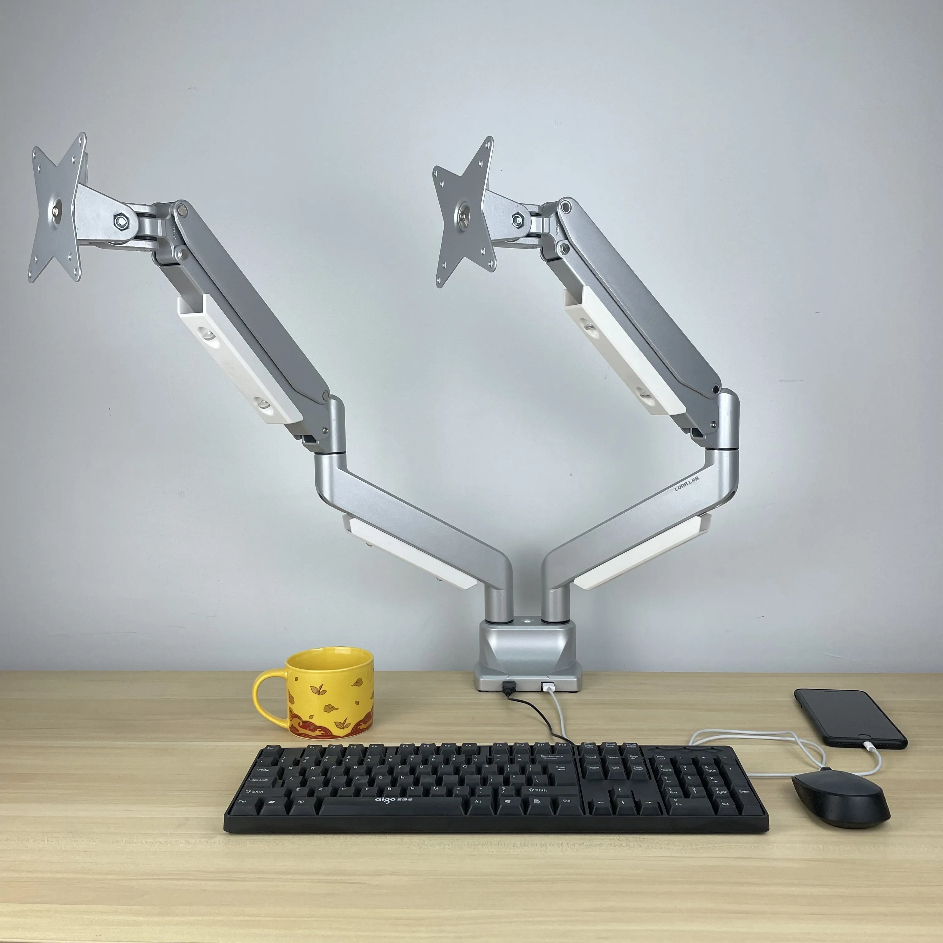 OEM ODM Monitor Arm Riser VESA Desktop Quick Release Aluminum Gas Spring Dual Monitor Stand