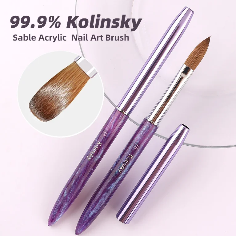hot sale metal handle kolinsky hair nail brush luxury package acrylic nail art brush