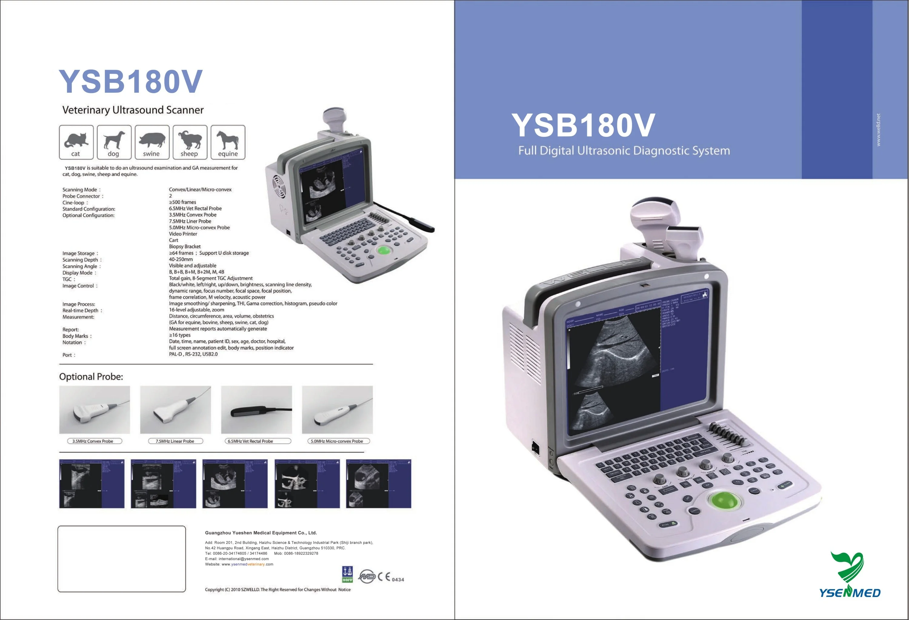 YSB180V Ysenmed Portable veterinary animal ultrasound scanner pets health ultrasound vet surgical ultrasound